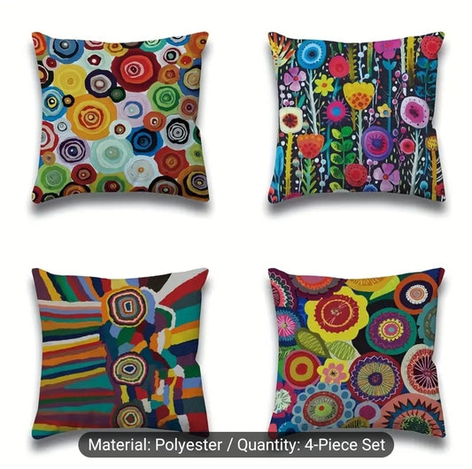 OilColor Printed  sofa cushion cover for living room